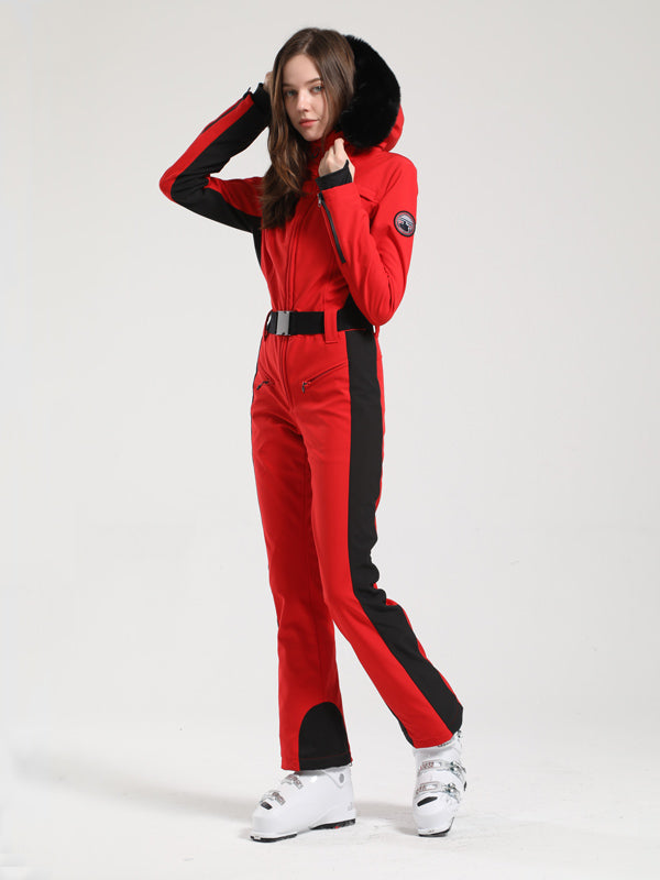 Women's Gsou Snow Classic Faux-Fur Trim Flare Dawn Ski Suit One