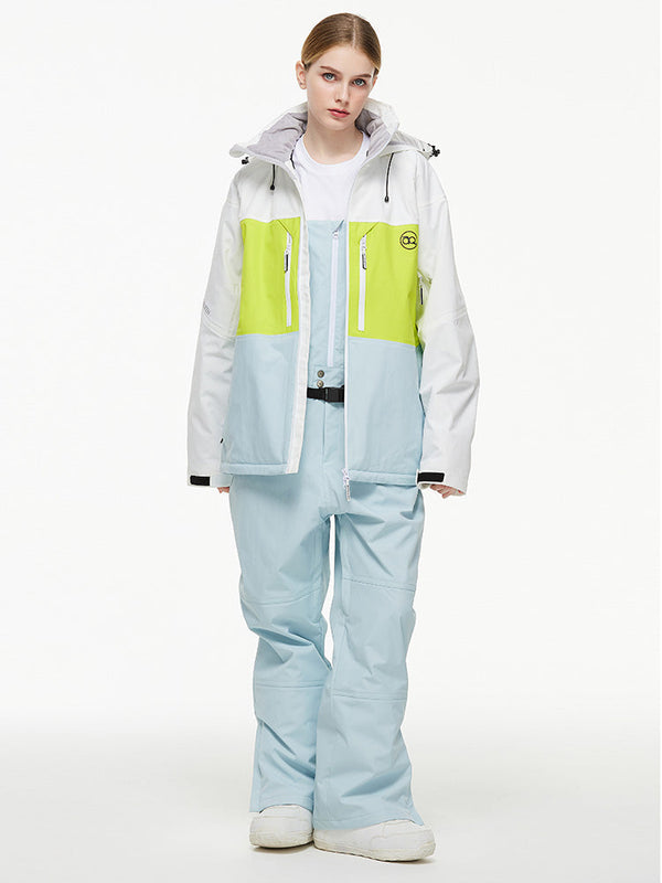 Women's Arctic Queen Mountain Windbreaker Thermal Snow Suits with Overalls Bibs