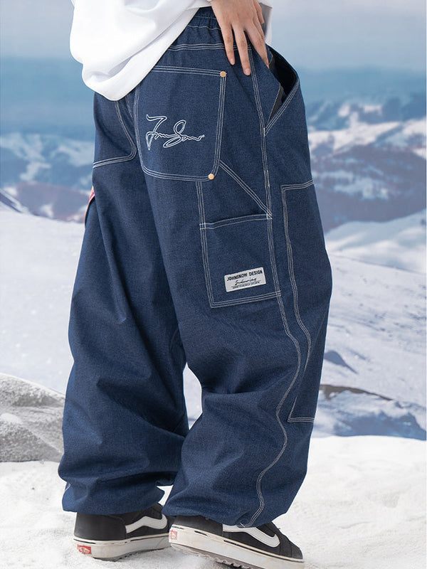 Men's John Snow ChillTrack Oversize Baggy Snowboard Pants Cargo Denim Jeans