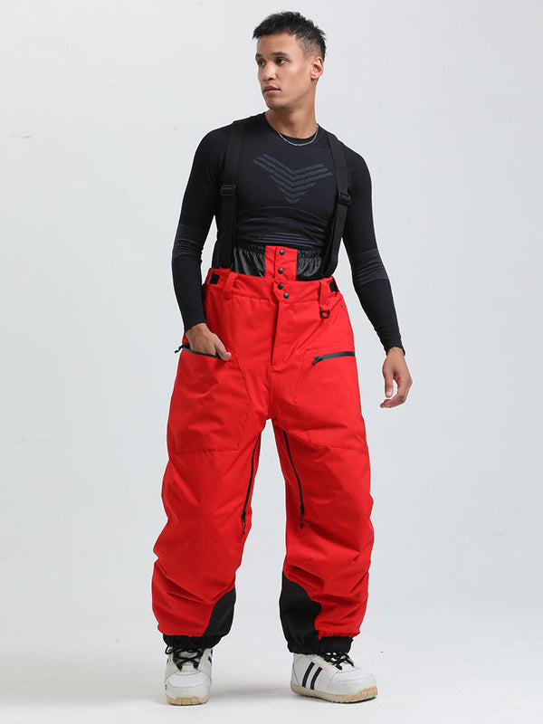 Men's Gsou Snow Durable Mountain Pro All Function Cargo Snow Bibs Pants