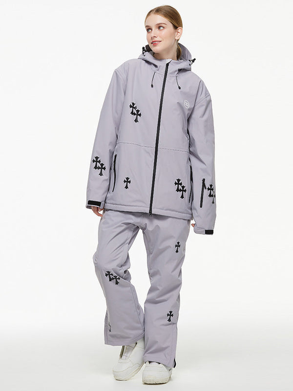 Women's Arctic Queen Snowflake Princess Fantasy Snow Suit with Overalls Bibs