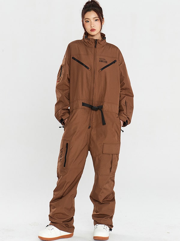 Women's Nandn Mountain Cargo Baggy Snowsuit One Piece Snow Jumpsuit