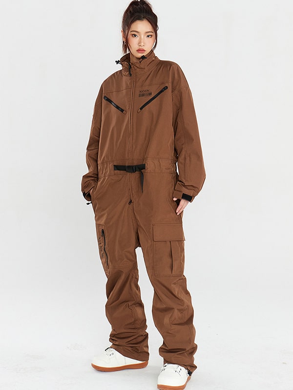 Women's Nandn Mountain Cargo Baggy Snowsuit One Piece Snow Jumpsuit