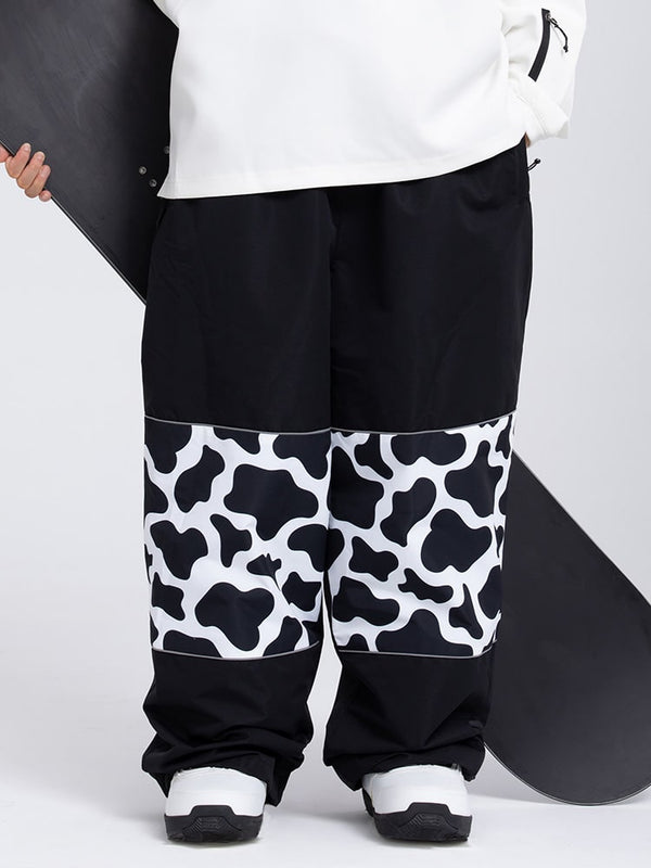 Women's Freestyle Knee Reflective Graphic Panel Cargo Baggy Snow Pants