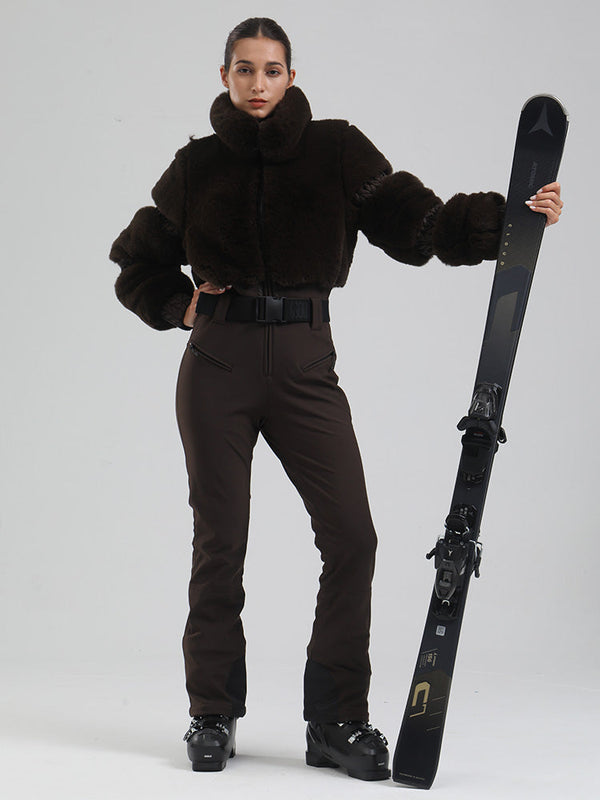 Women's Mountain Chic High Pile Fleece Winter Fashion Ski Jumpsuit