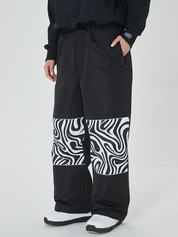 Women's Freestyle Knee Reflective Graphic Panel Cargo Baggy Snow Pants