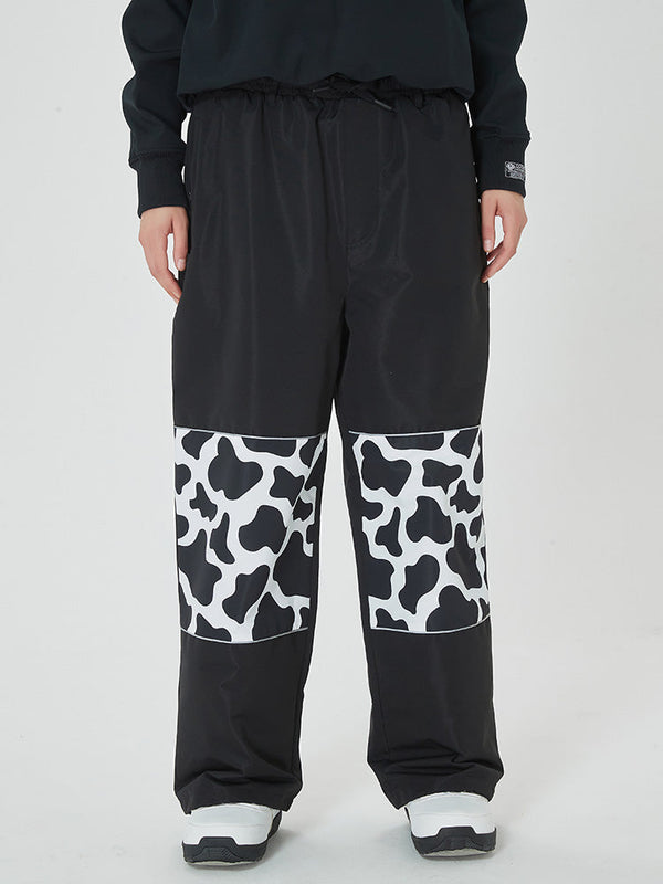 Men's Freestyle Knee Reflective Graphic Panel Cargo Baggy Snow Pants