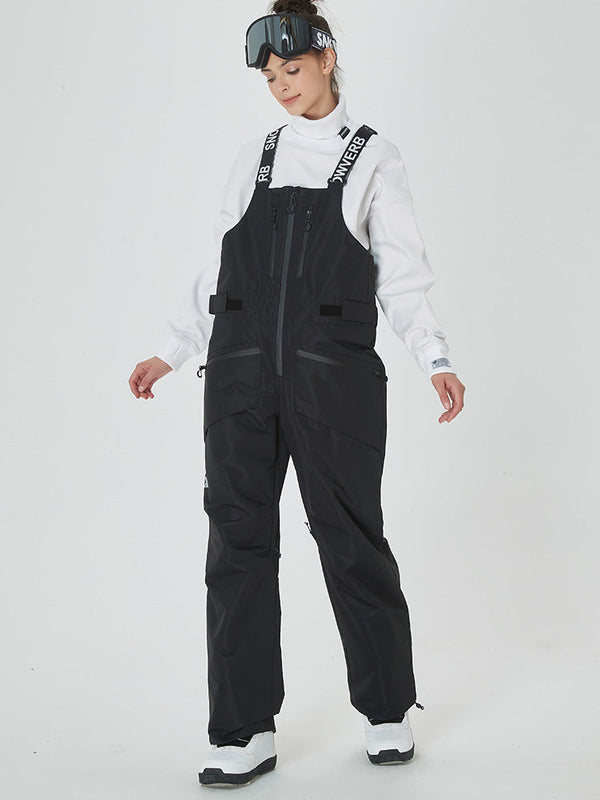 Women's Mountain Freerider Swag Cargo Snowboard Bib Overalls Baggy Snow Pants