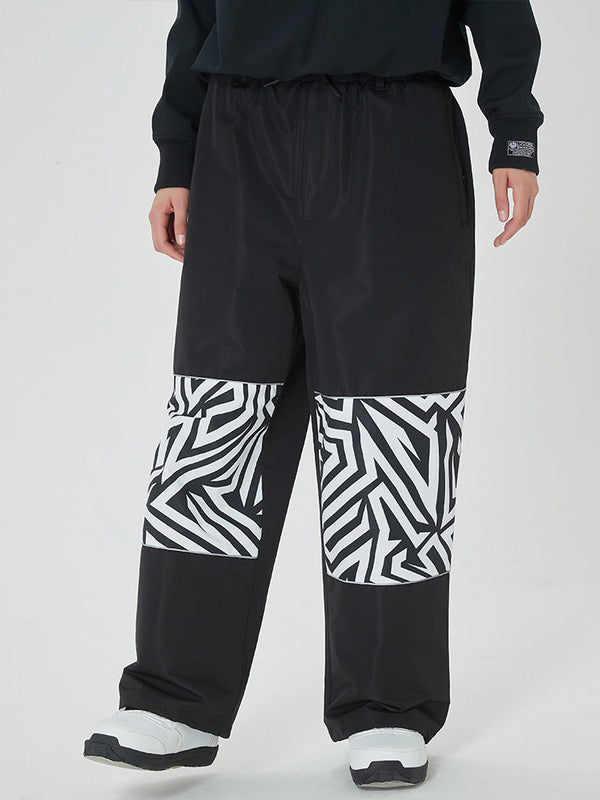 Women's Freestyle Knee Reflective Graphic Panel Cargo Baggy Snow Pants