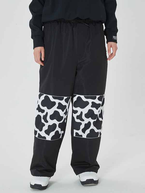 Women's Freestyle Knee Reflective Graphic Panel Cargo Baggy Snow Pants