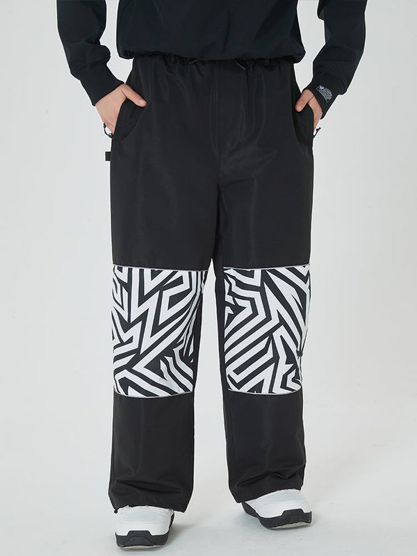 Women's Freestyle Knee Reflective Graphic Panel Cargo Baggy Snow Pants