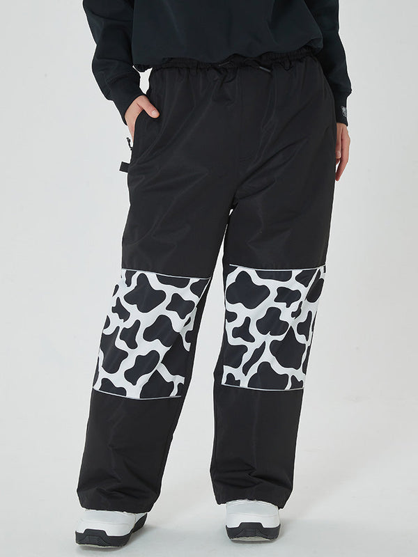 Women's Freestyle Knee Reflective Graphic Panel Cargo Baggy Snow Pants