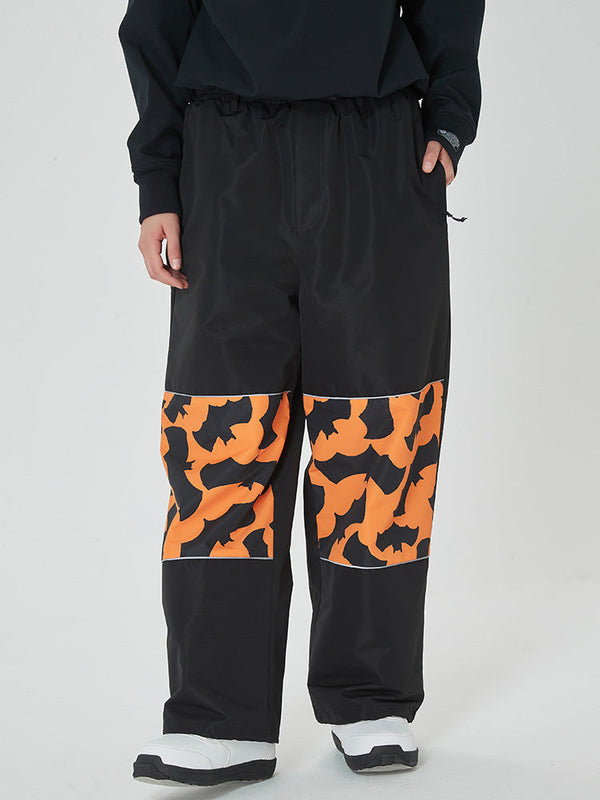 Men's Swaggy Knee Reflective Graphic Panel Cargo Snow Pants