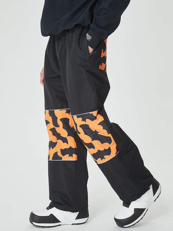 Men's Swaggy Knee Reflective Graphic Panel Cargo Snow Pants