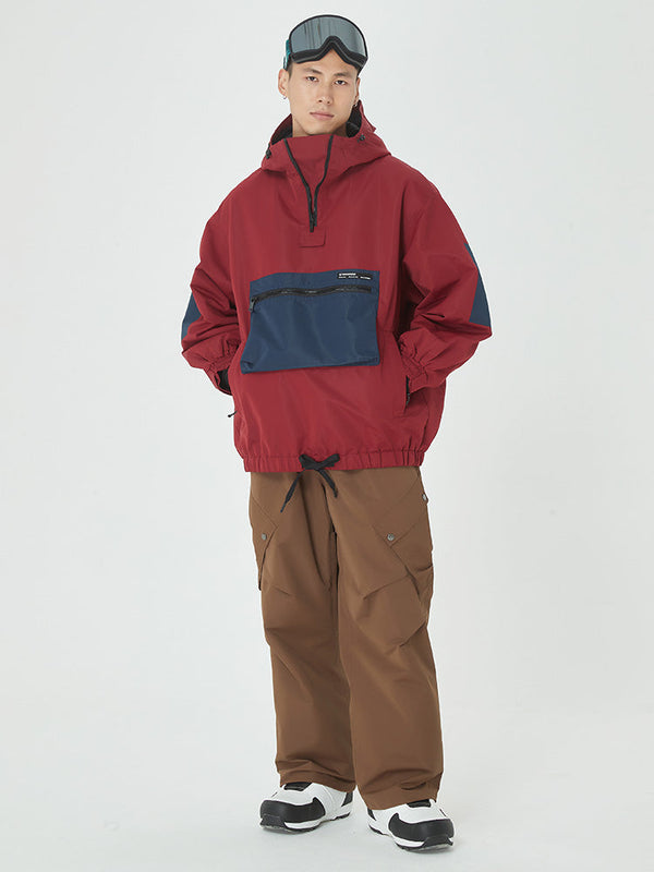 Men's Winter Bomber Baggy Snow Jacket with Swag Cargo Pockets Snowboard Pants