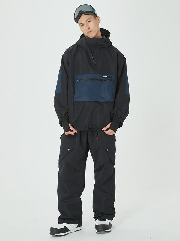 Men's Winter Bomber Baggy Snow Jacket with Swag Cargo Pockets Snowboard Pants