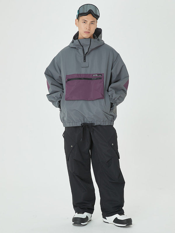 Men's Winter Bomber Baggy Snow Jacket with Swag Cargo Pockets Snowboard Pants