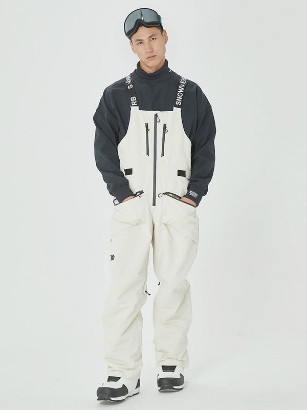 Men's Mountain Freerider Swag Cargo Snowboard Bib Overalls Baggy Snow Pants