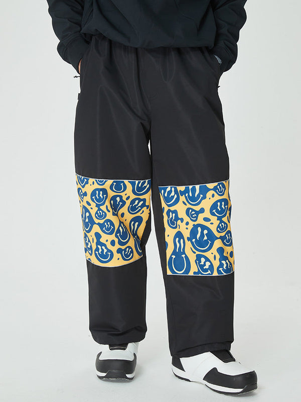 Men's Freestyle Knee Reflective Graphic Panel Cargo Baggy Snow Pants