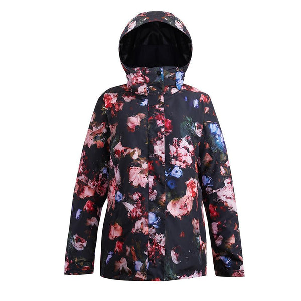 Women's SMN Flower Bloom Colorful Print Waterproof Winter Snowboard Jacket