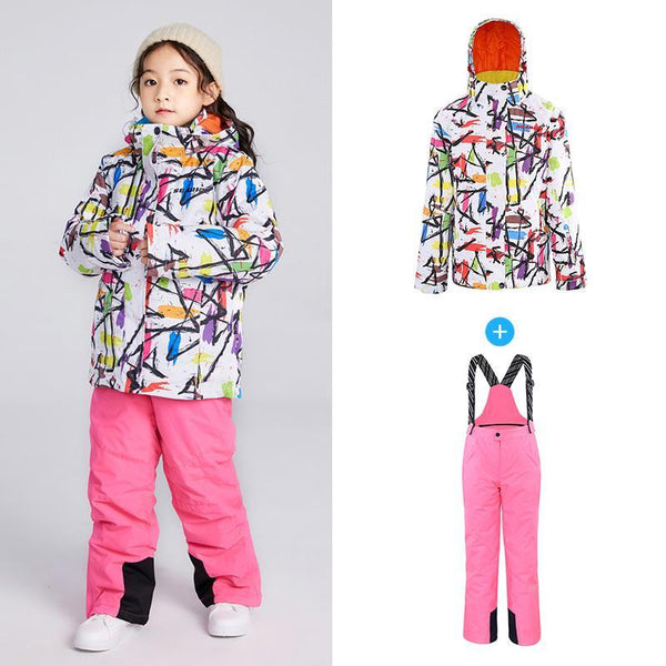 Girls Searipe Color Forest Two Pieces Snowsuit Winter Ski Suits