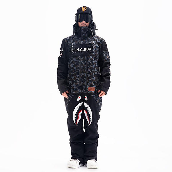 PINGUP P-40 Fighter & Shark Conjoined One Piece Snowboard Suits