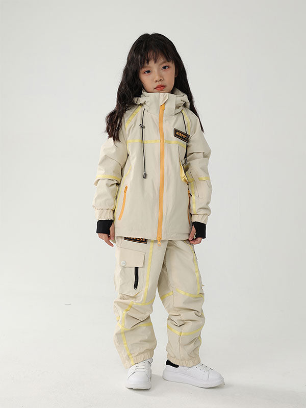 Kid's Air Pose Mountain Breaker Stripe Cargo Snow Jacket & Pants
