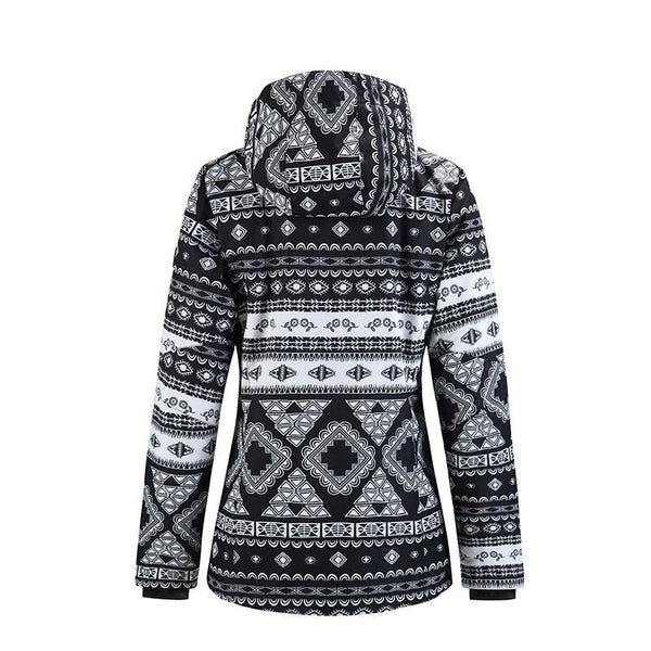 Damen SMN Geometric Art Pattern Wasserdicht Ski Jacke