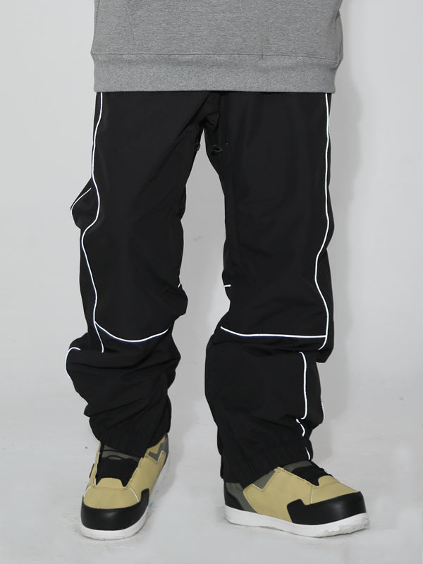 Men's Gsou Snow Reflective Pinstriped Letter Snowboard Pants