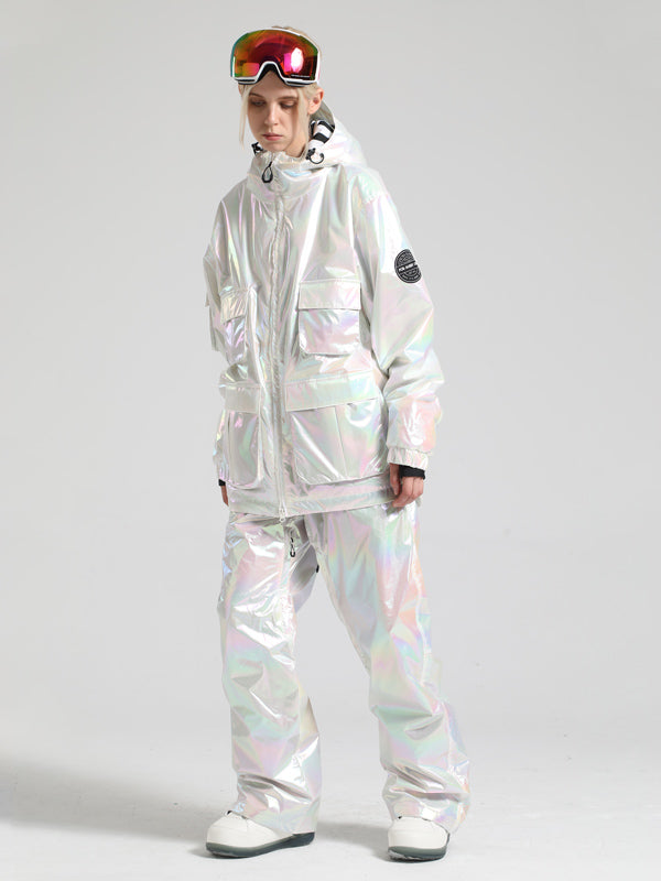 Women's Gsou Snow Neon Holographic Cargo Snowsuit