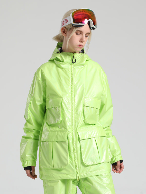 Women's Gsou Snow Neon Holographic Cargo Snow Jacket