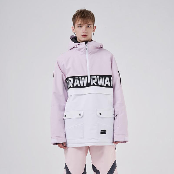 Men's RAWRWAR Powershot Cargo Half Zipper Snow Jacket with Removable Hem