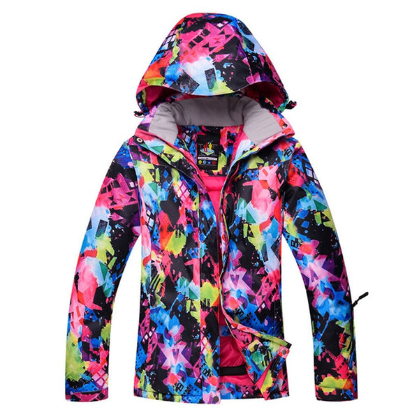 Women's High-Tech Ski Jacket Printed Mountain Waterproof Rain Jacket - snowverb